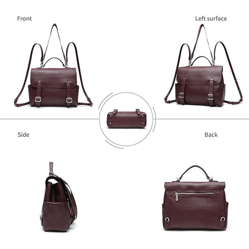 GELANNI – Shoulder Bag for Women & Girls, Premium PU Backpack & Handbag with Bottom Rivet, Comes with Adjustable & Detachable Strap, An Ideal Gift for Female - Wine